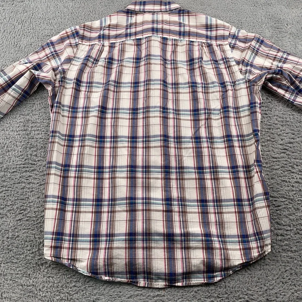 Banana Republic Shirt Mens Medium Multicolor Plaid Lightweight Cotton 15 15.5